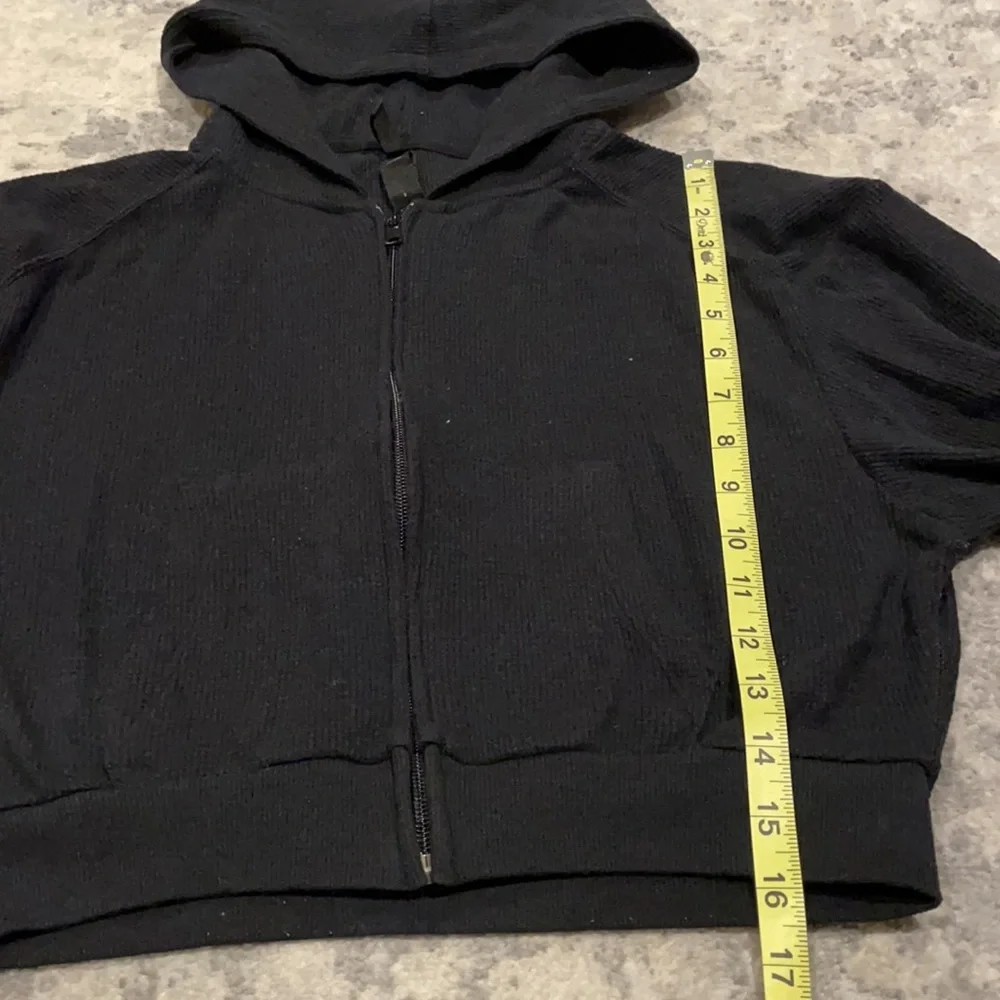 SOLD - NWOT Skims Black Waffle Knit Zip Up Hoodie Sz S - Picture 12 of 16